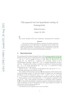 Chi-squared test for hypothesis testing of homogeneity