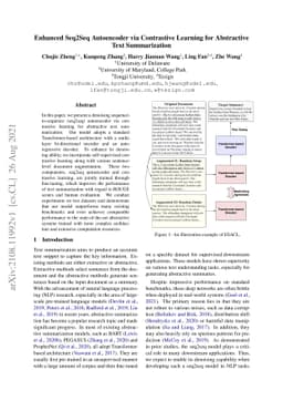 Enhanced Seq2Seq Autoencoder via Contrastive Learning for Abstractive
  Text Summarization