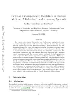 Targeting Underrepresented Populations in Precision Medicine: A
  Federated Transfer Learning Approach