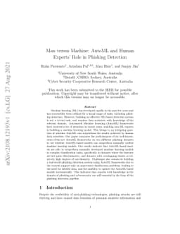 Man versus Machine: AutoML and Human Experts' Role in Phishing Detection