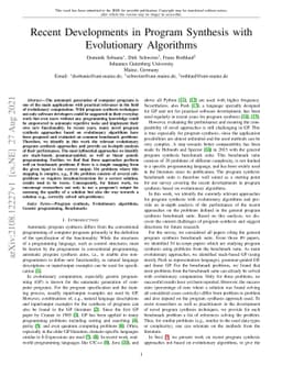 Recent Developments in Program Synthesis with Evolutionary Algorithms
