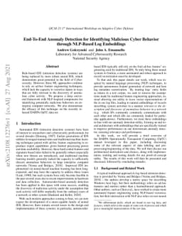 End-To-End Anomaly Detection for Identifying Malicious Cyber Behavior
  through NLP-Based Log Embeddings