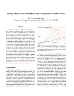 Lifelong Infinite Mixture Model Based on Knowledge-Driven Dirichlet
  Process