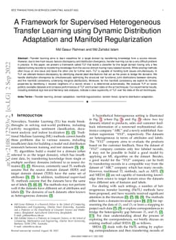 A Framework for Supervised Heterogeneous Transfer Learning using Dynamic
  Distribution Adaptation and Manifold Regularization