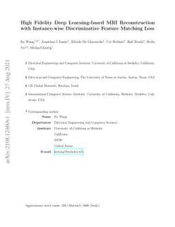 High Fidelity Deep Learning-based MRI Reconstruction with Instance-wise
  Discriminative Feature Matching Loss