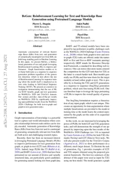 ReGen: Reinforcement Learning for Text and Knowledge Base Generation
  using Pretrained Language Models