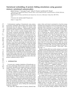 Variational embedding of protein folding simulations using gaussian
  mixture variational autoencoders