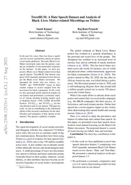 TweetBLM: A Hate Speech Dataset and Analysis of Black Lives
  Matter-related Microblogs on Twitter
