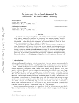 An Anytime Hierarchical Approach for Stochastic Task and Motion Planning