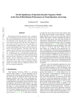 On the Significance of Question Encoder Sequence Model in the
  Out-of-Distribution Performance in Visual Question Answering