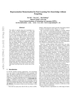 Representation Memorization for Fast Learning New Knowledge without
  Forgetting