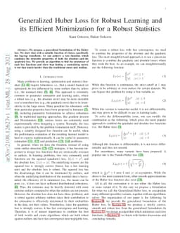 Generalized Huber Loss for Robust Learning and its Efficient
  Minimization for a Robust Statistics