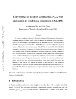 Convergence of position-dependent MALA with application to conditional
  simulation in GLMMs