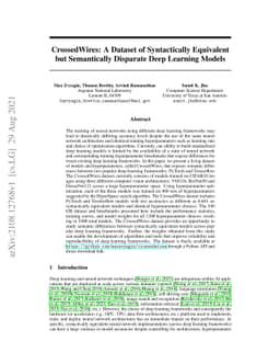 CrossedWires: A Dataset of Syntactically Equivalent but Semantically
  Disparate Deep Learning Models