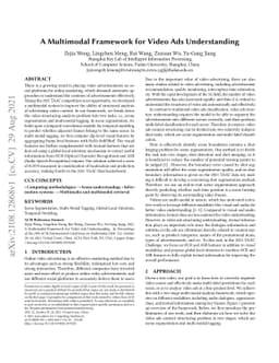 A Multimodal Framework for Video Ads Understanding