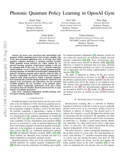 Photonic Quantum Policy Learning in OpenAI Gym