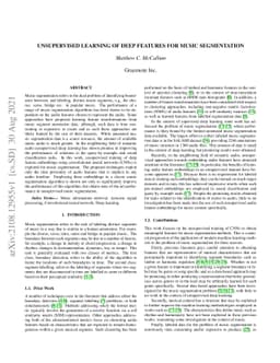 Unsupervised Learning of Deep Features for Music Segmentation