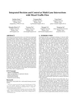 Integrated Decision and Control at Multi-Lane Intersections with Mixed
  Traffic Flow