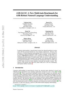 ASR-GLUE: A New Multi-task Benchmark for ASR-Robust Natural Language
  Understanding
