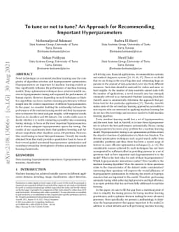 To tune or not to tune? An Approach for Recommending Important
  Hyperparameters