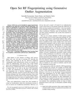 Open Set RF Fingerprinting using Generative Outlier Augmentation