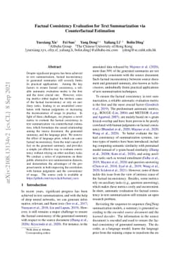 Factual Consistency Evaluation for Text Summarization via Counterfactual
  Estimation