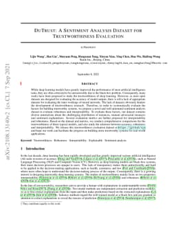 DuTrust: A Sentiment Analysis Dataset for Trustworthiness Evaluation