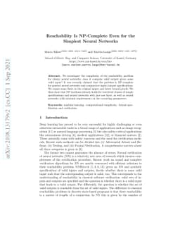 Reachability Is NP-Complete Even for the Simplest Neural Networks