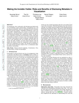 Making the Invisible Visible: Risks and Benefits of Disclosing Metadata
  in Visualization