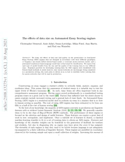The effects of data size on Automated Essay Scoring engines