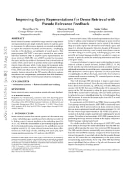 Improving Query Representations for Dense Retrieval with Pseudo
  Relevance Feedback
