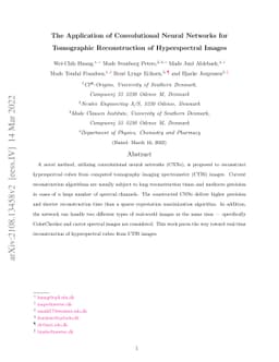 The Application of Convolutional Neural Networks for Tomographic
  Reconstruction of Hyperspectral Images