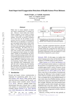Semi-Supervised Exaggeration Detection of Health Science Press Releases