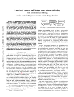 Lane level context and hidden space characterization for autonomous
  driving