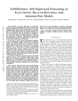 SANSformers: Self-Supervised Forecasting in Electronic Health Records
  with Attention-Free Models