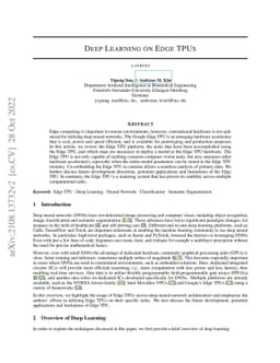 Deep Learning on Edge TPUs