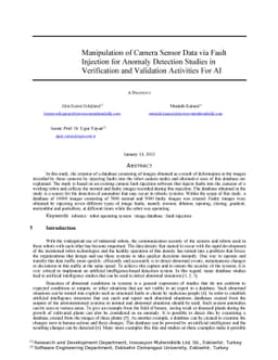 Manipulation of Camera Sensor Data via Fault Injection for Anomaly
  Detection Studies in Verification and Validation Activities For AI