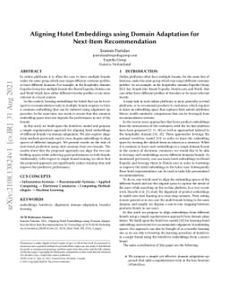 Aligning Hotel Embeddings using Domain Adaptation for Next-Item
  Recommendation