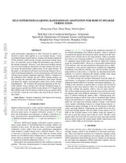 Self-Supervised Learning Based Domain Adaptation for Robust Speaker
  Verification