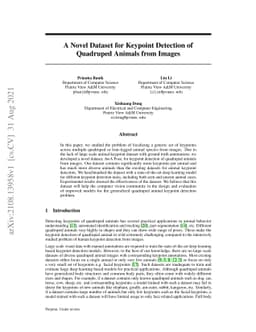 A Novel Dataset for Keypoint Detection of quadruped Animals from Images