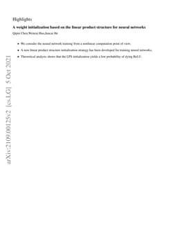 A Weight Initialization Based on the Linear Product Structure for Neural
  Networks