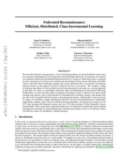 Federated Reconnaissance: Efficient, Distributed, Class-Incremental
  Learning