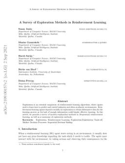 A Survey of Exploration Methods in Reinforcement Learning