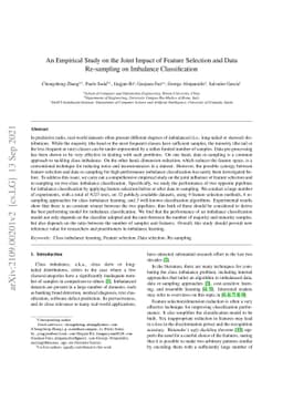 An Empirical Study on the Joint Impact of Feature Selection and Data
  Re-sampling on Imbalance Classification