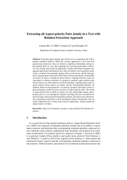 Extracting all Aspect-polarity Pairs Jointly in a Text with Relation
  Extraction Approach