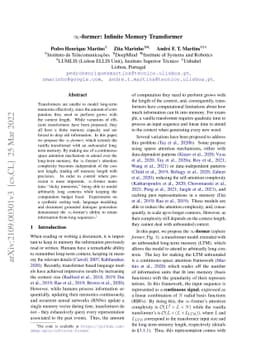 $\infty$-former: Infinite Memory Transformer