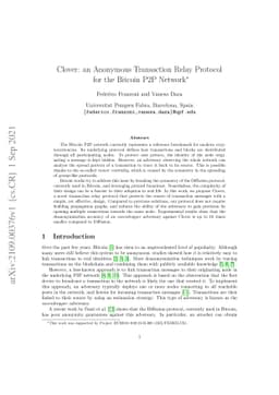 Clover: an Anonymous Transaction Relay Protocol for the Bitcoin P2P
  Network