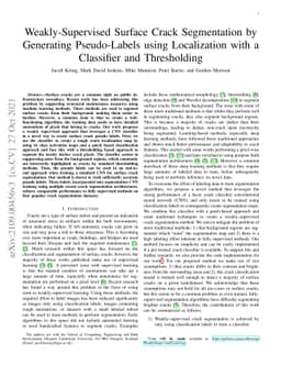 Weakly-Supervised Surface Crack Segmentation by Generating Pseudo-Labels
  using Localization with a Classifier and Thresholding