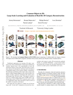 Common Objects in 3D: Large-Scale Learning and Evaluation of Real-life
  3D Category Reconstruction
