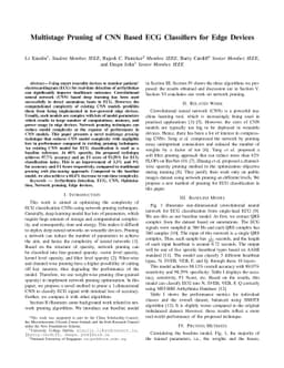 Multistage Pruning of CNN Based ECG Classifiers for Edge Devices